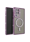 Mey İthalat®  Samsung Galaxy S23 Ultra Joke Simli Magneticsafe Kılıf - Derin Mor