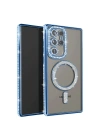 Mey İthalat®  Samsung Galaxy S23 Ultra Joke Simli Magneticsafe Kılıf - Mavi