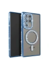 Mey İthalat®  Samsung Galaxy S23 Ultra Joke Simli Magneticsafe Kılıf - Mavi
