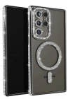 Mey İthalat®  Samsung Galaxy S23 Ultra Joke Simli Magneticsafe Kılıf - Siyah
