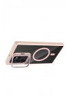 Mey İthalat®  Samsung Galaxy S23 Ultra Remim Lensli Magsafe Standlı Kapak - Pembe