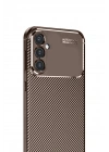 Mey İthalat®  Samsung Galaxy S24 FE Kılıf Auto Focus Karbon Kapak - Kahverengi
