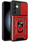 Mey İthalat®  Samsung Galaxy S24 FE Pars Lens Yüzüklü Silikon - Kırmızı