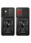 Mey İthalat®  Samsung Galaxy S24 FE Pars Lens Yüzüklü Silikon - Siyah