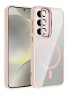 Mey İthalat®  Samsung Galaxy S24 FE Remim Lensli Magsafe Standlı Kapak - Pembe