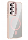 Mey İthalat®  Samsung Galaxy S24 FE Remim Lensli Magsafe Standlı Kapak - Pembe