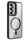 Mey İthalat®  Samsung Galaxy S24 FE Remim Lensli Magsafe Standlı Kapak - Siyah