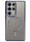 Mey İthalat®  Samsung Galaxy S24 Ultra Kılıf Joke Simli Magneticsafe Kılıf - Mavi