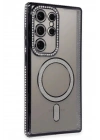 Mey İthalat®  Samsung Galaxy S24 Ultra Kılıf Joke Simli Magneticsafe Kılıf - Siyah