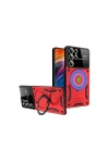 Mey İthalat®  Samsung Galaxy S24 Ultra Kılıf Joy Lens Standlı Kapak - Kırmızı