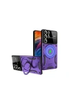Mey İthalat®  Samsung Galaxy S24 Ultra Kılıf Joy Lens Standlı Kapak - Mor