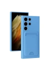 Mey İthalat®  Samsung Galaxy S24 Ultra Kılıf Kelvin Kartvizitli Silikon - Mavi