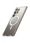 Mey İthalat®  Samsung Galaxy S24 Ultra Kılıf Magneticsafe Şeffaf Silikon - Şeffaf