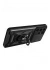 Mey İthalat®  Samsung Galaxy S24 Ultra Kılıf Pars Lens Yüzüklü Silikon - Siyah
