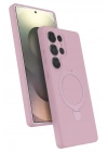 Mey İthalat®  Samsung Galaxy S24 Ultra Regal Magsafe Standlı Kapak - Açık Pembe