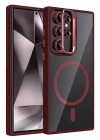 Mey İthalat®  Samsung Galaxy S24 Ultra Remim Lensli Magsafe Standlı Kapak - Bordo