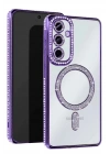 Mey İthalat®  Samsung Galaxy S25 Edge Joke Simli Magneticsafe Kılıf - Derin Mor