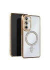 Mey İthalat®  Samsung Galaxy S25 Edge Joke Simli Magneticsafe Kılıf - Gold