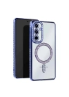 Mey İthalat®  Samsung Galaxy S25 Edge Joke Simli Magneticsafe Kılıf - Mavi