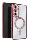 Mey İthalat®  Samsung Galaxy S25 Edge Joke Simli Magneticsafe Kılıf - Pembe