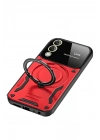 Mey İthalat®  Samsung Galaxy S25 Edge Kılıf Joy Lens Standlı Kapak - Kırmızı