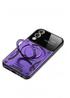 Mey İthalat®  Samsung Galaxy S25 Edge Kılıf Joy Lens Standlı Kapak - Mor
