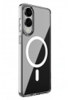 Mey İthalat®  Samsung Galaxy S25 Edge Kılıf Magneticsafe Şeffaf Silikon - Şeffaf