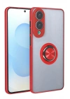 Mey İthalat®  Samsung Galaxy S25 Edge Kılıf Montreal Yüzüklü Silikon Kapak - Kırmızı