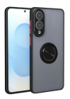 Mey İthalat®  Samsung Galaxy S25 Edge Kılıf Montreal Yüzüklü Silikon Kapak - Siyah