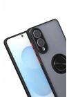 Mey İthalat®  Samsung Galaxy S25 Edge Kılıf Montreal Yüzüklü Silikon Kapak - Siyah