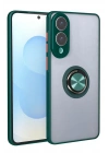 Mey İthalat®  Samsung Galaxy S25 Edge Kılıf Montreal Yüzüklü Silikon Kapak - Yeşil