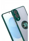Mey İthalat®  Samsung Galaxy S25 Edge Kılıf Montreal Yüzüklü Silikon Kapak - Yeşil