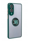 Mey İthalat®  Samsung Galaxy S25 Edge Kılıf Montreal Yüzüklü Silikon Kapak - Yeşil