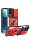 Mey İthalat®  Samsung Galaxy S25 Edge Pars Lens Yüzüklü Silikon - Kırmızı