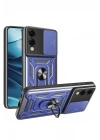 Mey İthalat®  Samsung Galaxy S25 Edge Pars Lens Yüzüklü Silikon - Lacivert