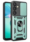 Mey İthalat®  Samsung Galaxy S25 FE Pars Lens Yüzüklü Silikon - Yeşil