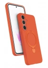 Mey İthalat®  Samsung Galaxy S25 FE Regal Magsafe Standlı Kapak - Turuncu