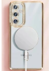 Mey İthalat®  Samsung Galaxy S25 Kılıf Joke Simli Magneticsafe Kılıf - Derin Mor