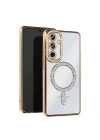 Mey İthalat®  Samsung Galaxy S25 Kılıf Joke Simli Magneticsafe Kılıf - Gold