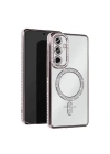 Mey İthalat®  Samsung Galaxy S25 Kılıf Joke Simli Magneticsafe Kılıf - Gümüş