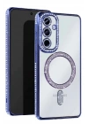 Mey İthalat®  Samsung Galaxy S25 Kılıf Joke Simli Magneticsafe Kılıf - Mavi