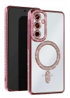 Mey İthalat®  Samsung Galaxy S25 Kılıf Joke Simli Magneticsafe Kılıf - Pembe