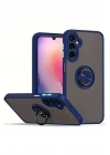 Mey İthalat®  Samsung Galaxy S25 Kılıf Montreal Yüzüklü Silikon Kapak - Lacivert
