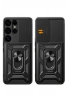 Mey İthalat®  Samsung Galaxy S25 Ultra Kılıf Pars Lens Yüzüklü Silikon - Yeşil