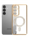 Mey İthalat®  Samsung Galaxy S26 Joke Simli Magneticsafe Kılıf - Gold