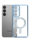 Mey İthalat®  Samsung Galaxy S26 Joke Simli Magneticsafe Kılıf - Mavi