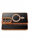 Mey İthalat®  Samsung Galaxy S26 Ultra Joke Simli Magneticsafe Kılıf - Turuncu