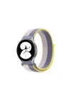 Mey İthalat®  Samsung Galaxy Watch 4 Hasırlı Cırtcırtlı Kordon - Gri-Beyaz