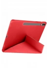 Mey İthalat®  Samsung Galaxy X610 Tab S9 FE Plus 12.4 Kılıf Kalemlikli Mars Tablet Kılıfı - Kırmızı