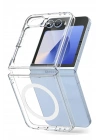Mey İthalat®  Samsung Galaxy Z Flip 6 Kılıf Magneticsafe Şeffaf Silikon - Şeffaf